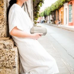LIKHÂ Accessories Gray Shibori Pattern Clutch