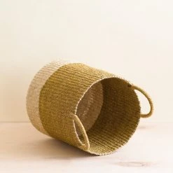 LIKHÂ Mustard Floor Basket With Handles
