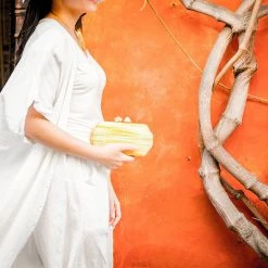 LIKHÂ Yellow Shibori Pattern Clutch