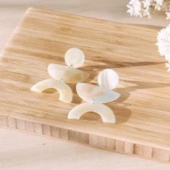 LIKHÂ Long Mother Of Pearl Geometric Earrings Special Occasion