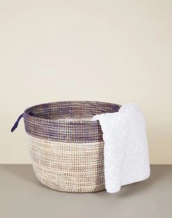 Mbare Home Goods Low Two-Tone Hamper Basket - Navy + White 8 Mbare Home Goods Low Two-Tone Hamper Basket - Navy + White