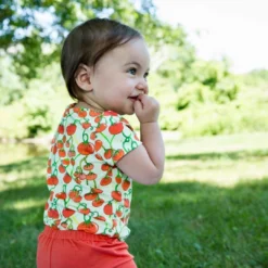 Lucky Bug Clothing Made In USA Baby's Essential Bamboo Tomato Onesie 5 Lucky Bug Clothing Made In USA Baby's Essential Bamboo Tomato Onesie