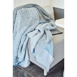 Studio Variously Home Goods Macaroon Merino Wool Throw Blanket - Sky