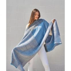 Studio Variously Home Goods Macaroon Merino Wool Throw Blanket - Sky