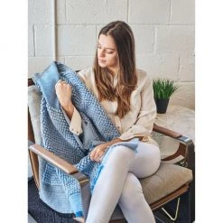 Studio Variously Home Goods Macaroon Merino Wool Throw Blanket - Sky