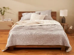 Coyuchi Manzanita Full/ Queen Quilt - Pewter Fair Trade