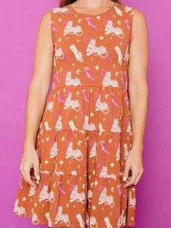 Mata Traders Bellini Orchid Tigress Tiered Dress