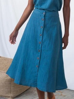 Mata Traders Brighton Linen Skirt - Blue Best Sellers