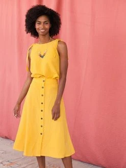 Mata Traders Best Sellers Brighton Linen Skirt - Yellow