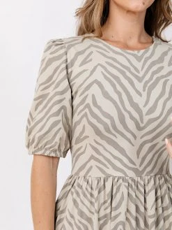 Mata Traders Inez Savanna Stripe Bubble Sleeve Dress