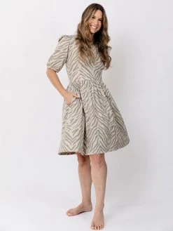 Mata Traders Inez Savanna Stripe Bubble Sleeve Dress