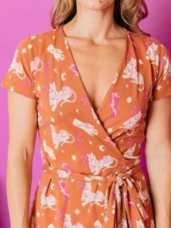 Mata Traders Katie Orchid Tigress Wrap Dress
