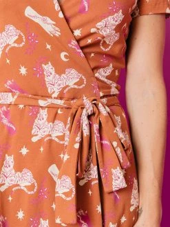 Mata Traders Katie Orchid Tigress Wrap Dress