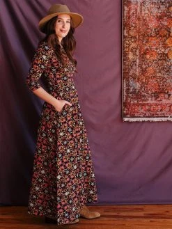 Mata Traders Mumbai Mauve Tile Maxi Dress Clothing