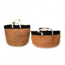 Mbare Home Goods Floor Basket With Leather Handles