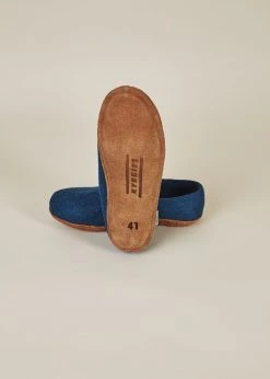 Kyrgies Men's Molded Sole High Back Wool Slippers - Navy