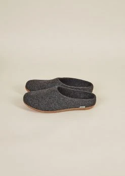Kyrgies Men's Molded Sole Low Back Wool Slippers - Charcoal