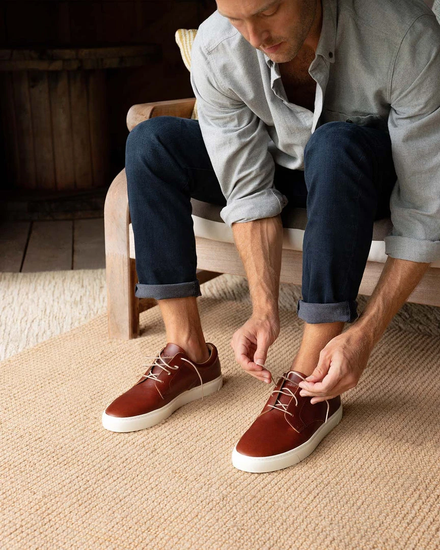 Nisolo Men's Diego Low Top Sneaker - Brandy 5 Nisolo Men's Diego Low Top Sneaker - Brandy