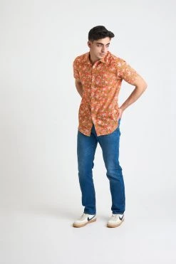 Dushyant Asthana Men's Prat Short Sleeve Shirt - Orange Floral
