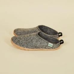 Kyrgies Men's Wool Slipper Slides - Gray