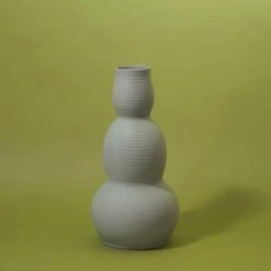 Middle Kingdom Home Goods Cold Mountain Gourd Porcelain Vase - Steel Grey