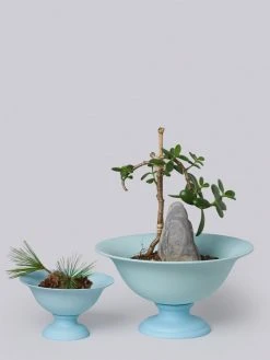Middle Kingdom Planters + Vases Footed Porcelain Vase - Denim
