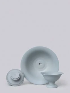 Middle Kingdom Footed Porcelain Vase - Steel Gray Planters + Vases