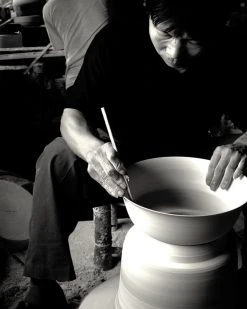 Middle Kingdom Planters + Vases Footed Porcelain Vase - Denim