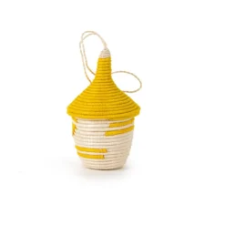 Azizi Life BIPOC Owned Miniature Basket Ornament - Yellow