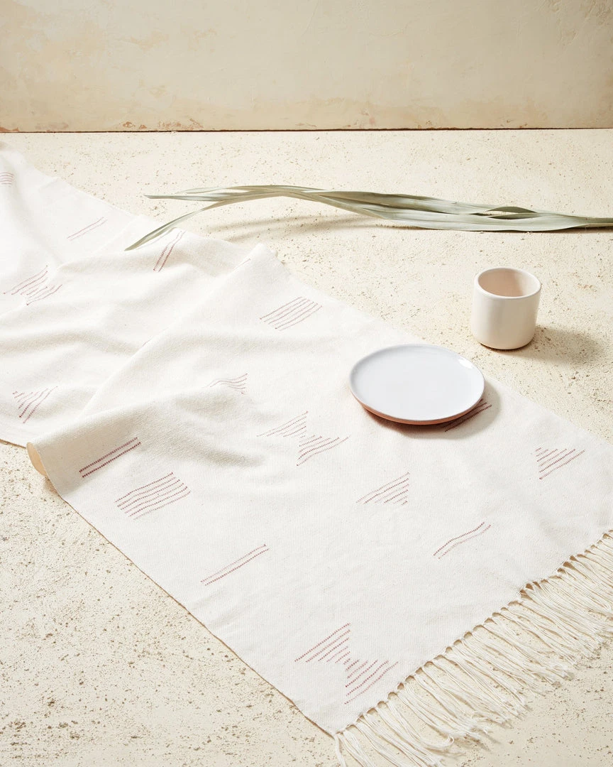 Minna Handcrafted Shapes Table Runner - Pink 3 Minna Handcrafted Shapes Table Runner - Pink