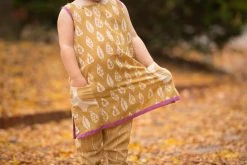 Mirasa Design Baby Gifts Baby Bold Leaf Dress - Forest Yellow