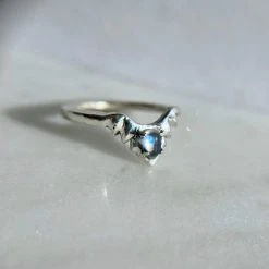 Iron Oxide Moonstone Halo Stacker Ring Jewelry