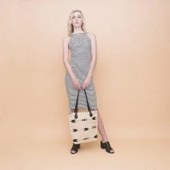 MZ Fair Trade Accessories Obsidian Arrow Wool Bucket Tote Bag