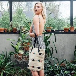 MZ Fair Trade Accessories Obsidian Arrow Wool Bucket Tote Bag