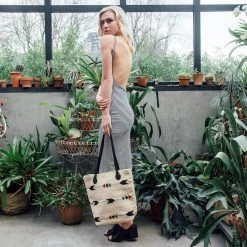 MZ Fair Trade Accessories Obsidian Arrow Wool Bucket Tote Bag