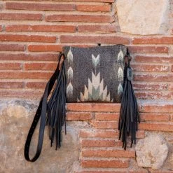 MZ Fair Trade Smoky Quartz Wool Fringe Bag Accessories
