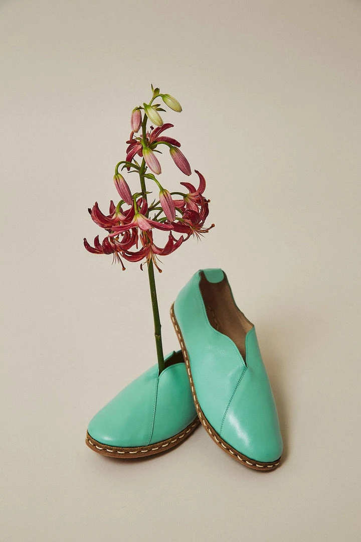 Nida Lu Handmade Shoes Women's Lu Loafer - Turquoise 5 Nida Lu Handmade Shoes Women's Lu Loafer - Turquoise