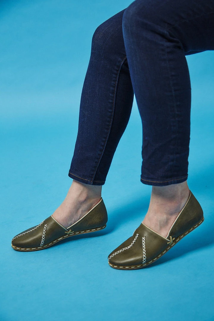 Nida Lu Handmade Women's Nida Loafer - Avocado Handcrafted 4 Nida Lu Handmade Women's Nida Loafer - Avocado Handcrafted