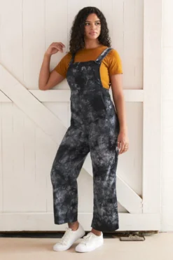 North Of West Sale Ariel Upcycled Tie Dye Overalls - Black