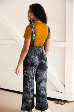 North Of West Sale Ariel Upcycled Tie Dye Overalls - Black