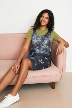 North Of West Caroline Tie Dye Jumper Dress - Black