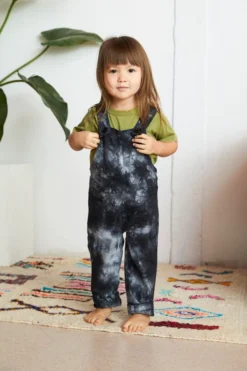 North Of West Sale Kids' Park Upcycled Tie Dye Overalls - Black