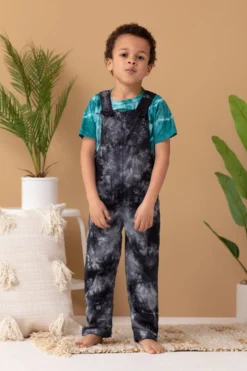 North Of West Sale Kids' Park Upcycled Tie Dye Overalls - Black