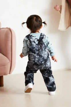 North Of West Sale Kids' Park Upcycled Tie Dye Overalls - Black