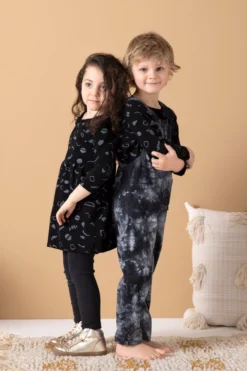 North Of West Sale Kids' Park Upcycled Tie Dye Overalls - Black