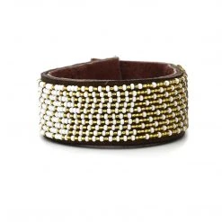 Swahili Coast Design Ombre Gold Beaded Leather Cuff