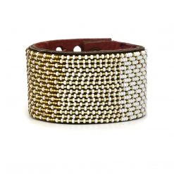Swahili Coast Design Ombre Gold Beaded Leather Cuff
