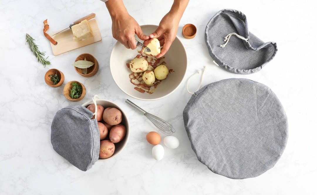 Aplat Couvre-Plat Zero Waste Bowl Cover - Chambray Home Goods 4 Aplat Couvre-Plat Zero Waste Bowl Cover - Chambray Home Goods