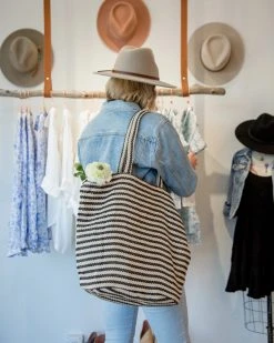 Will & Atlas Paris Striped Oversized Tote - Black + White Best Sellers