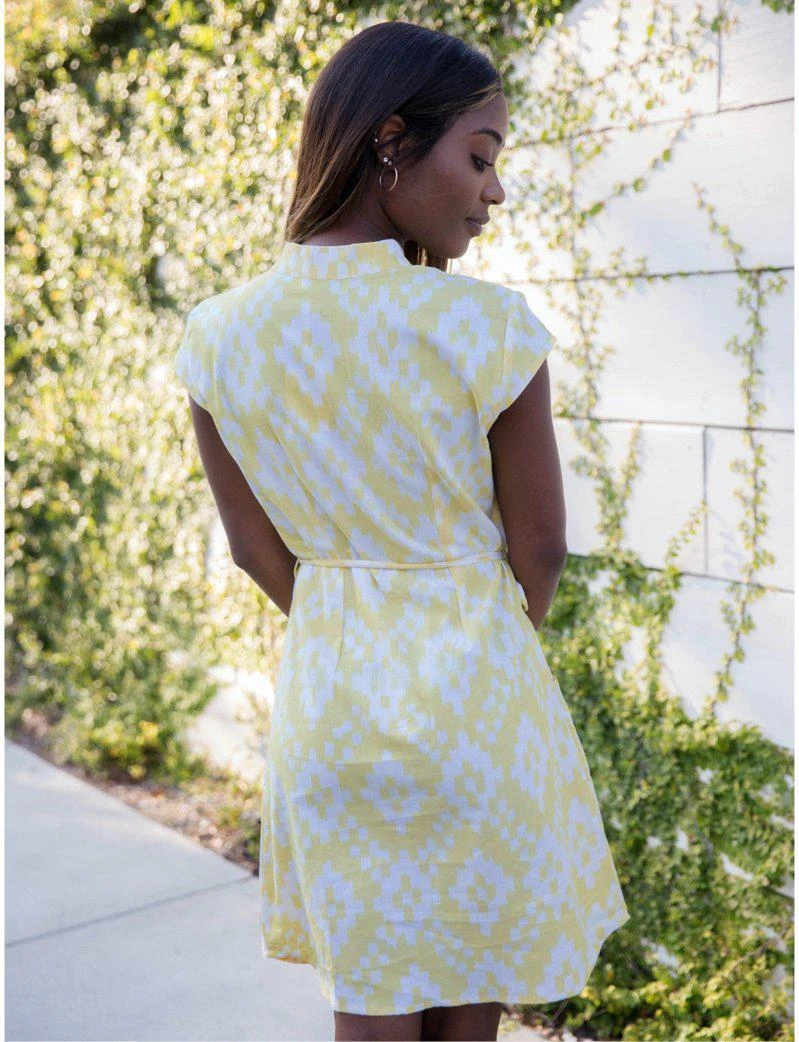 Passion Lilie Clothing Lemon Ikat Button Dress 4 Passion Lilie Clothing Lemon Ikat Button Dress